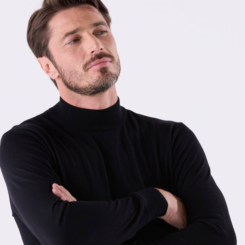 f-quattro モックネックプルオーバー ジェットブラック