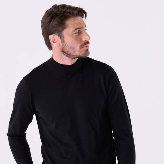 f-quattro モックネックプルオーバー ジェットブラック