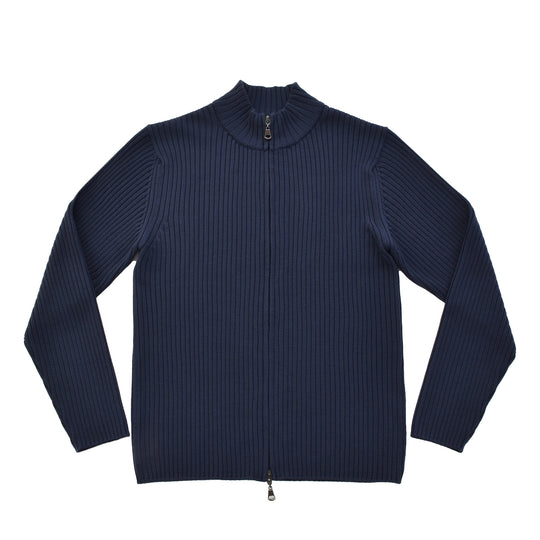 sporta リブ編みZIPカーディガン アイアンブルー