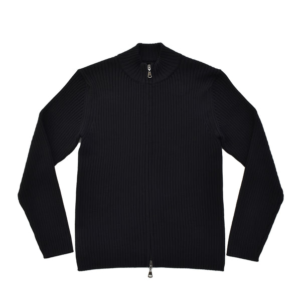 sporta リブ編みZIPカーディガン ブラック