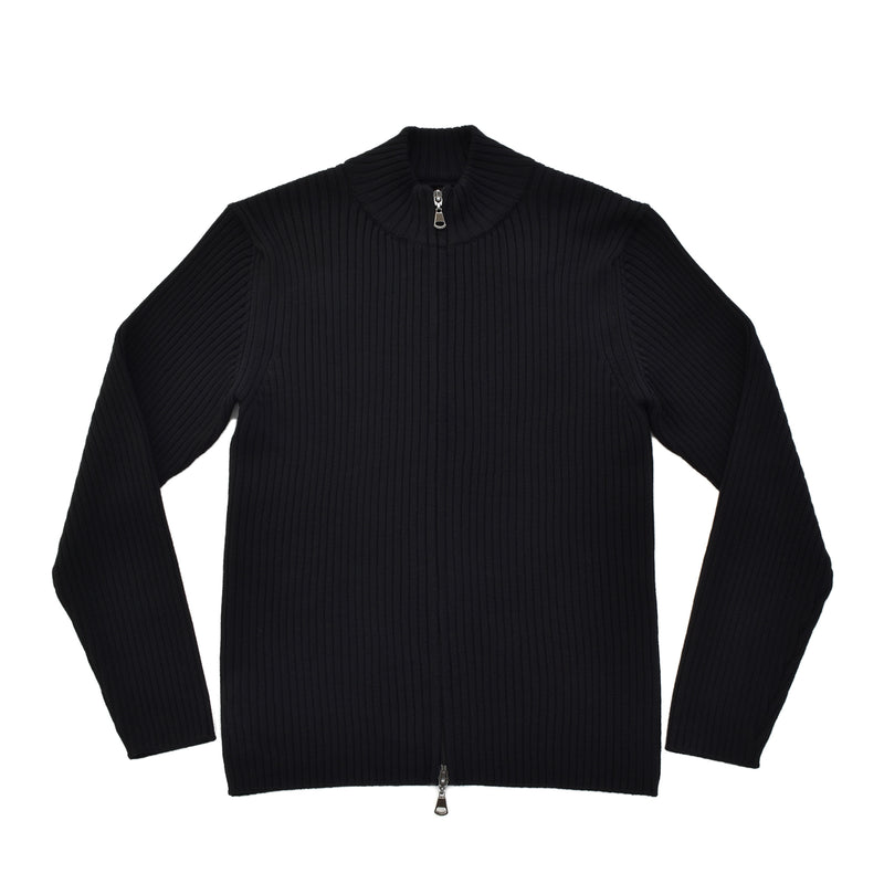 sporta リブ編みZIPカーディガン ブラック