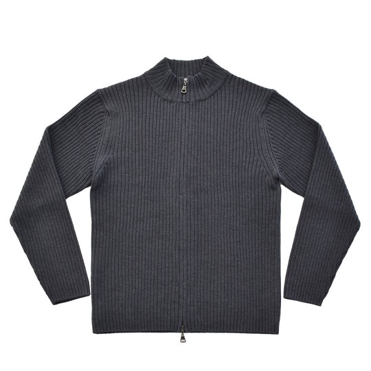 sporta リブ編みZIPカーディガン グレー