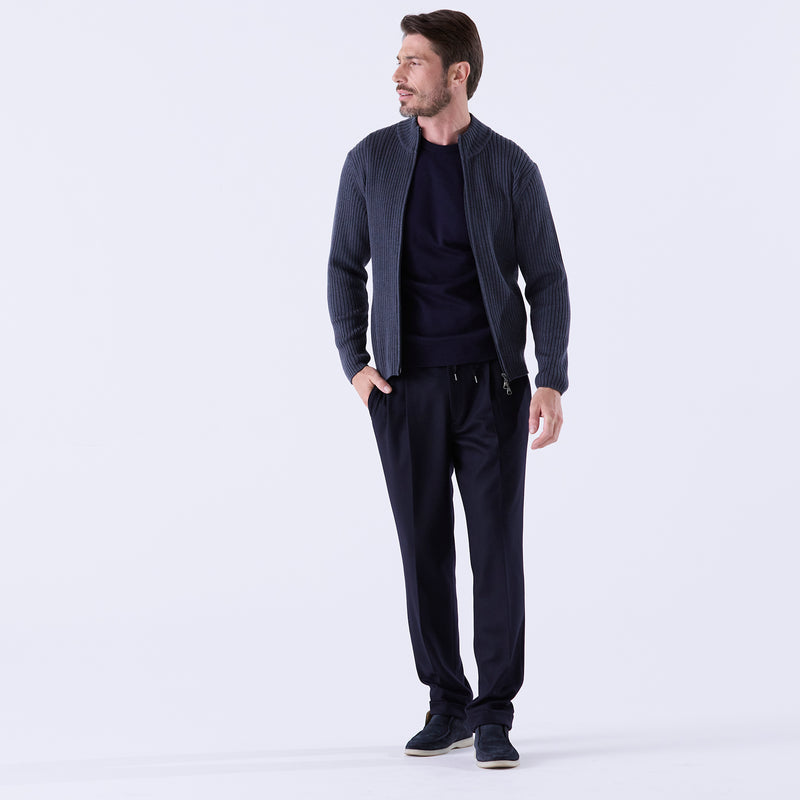 sporta リブ編みZIPカーディガン グレー