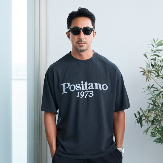 【MMW限定】【干場別注】LW加工20/-天竺T（Positano1973) ブラック