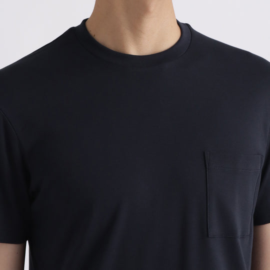 【リニューアルモデル】SUVIN PLATINUMテーラードポケットTシャツ ネイビー