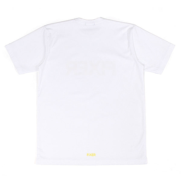 プリントクルーネックTシャツ ホワイト×イエロー