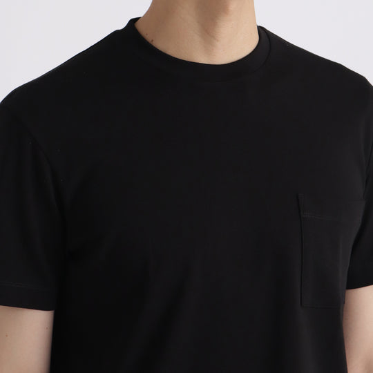 【リニューアルモデル】SUVIN PLATINUMテーラードポケットTシャツ ブラック
