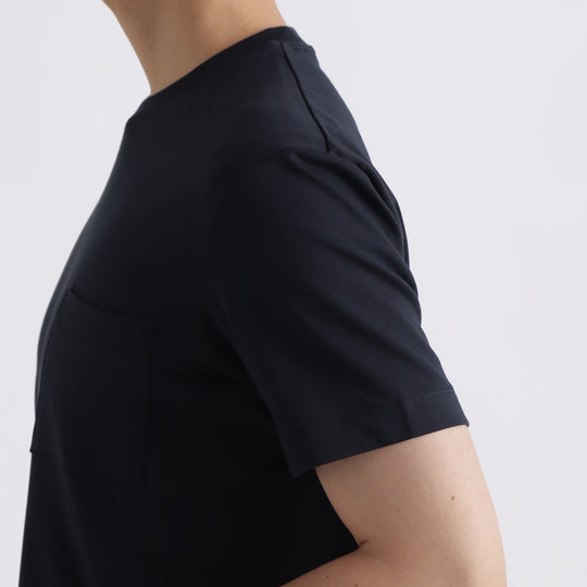 【リニューアルモデル】SUVIN PLATINUMテーラードポケットTシャツ ネイビー