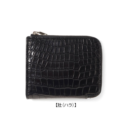 クロコダイル L字ジップウォレット ブラック