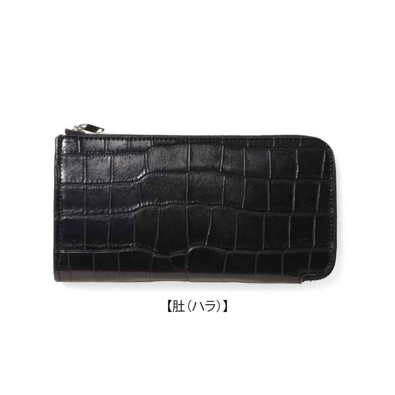 THE SOLE クロコダイルL字ジップウォレット　竹斑 THE SOLE クロコダイルL字ジップウォレット竹斑