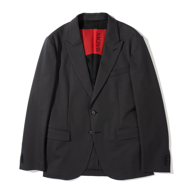 Duplex Cotton Jersey シングル2Bピークド・トラベルジャケット グラファイトグレー