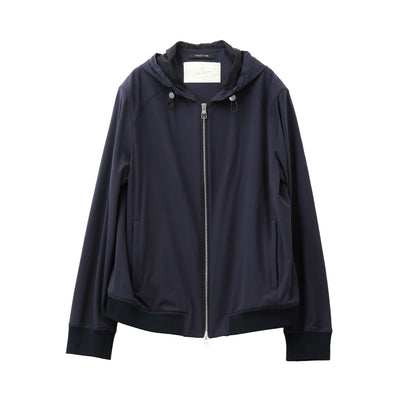 Zegna テクニカルシルク フーデッドブルゾン ネイビー
