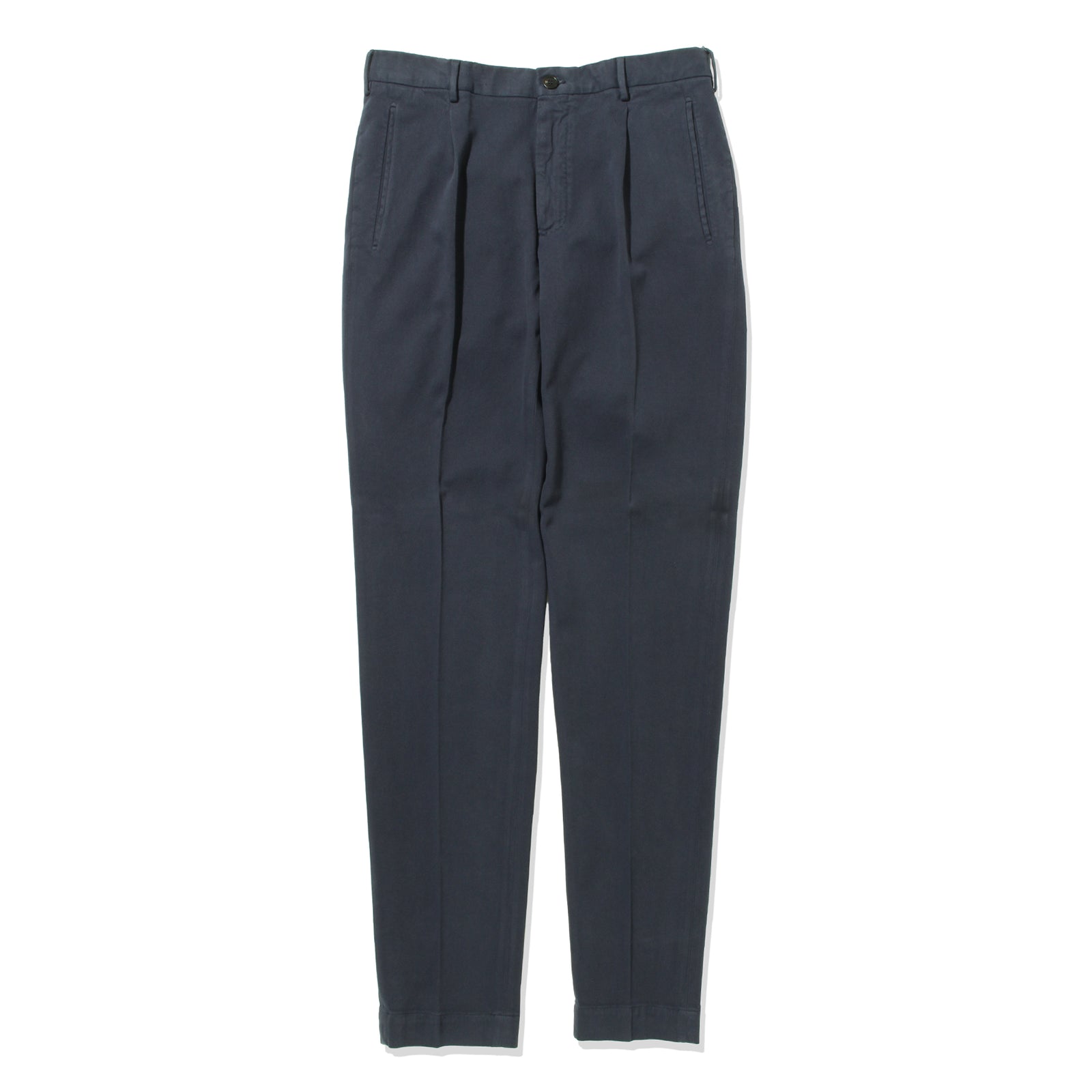 テーパードフィット1プリーツパンツ ネイビー – MINIMAL