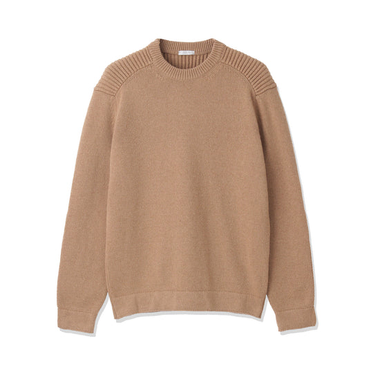 【干場別注】カシミヤミドルゲージ コマンドニット キャメル