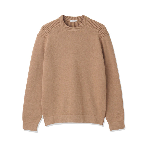 【干場別注】カシミヤミドルゲージ コマンドニット キャメル