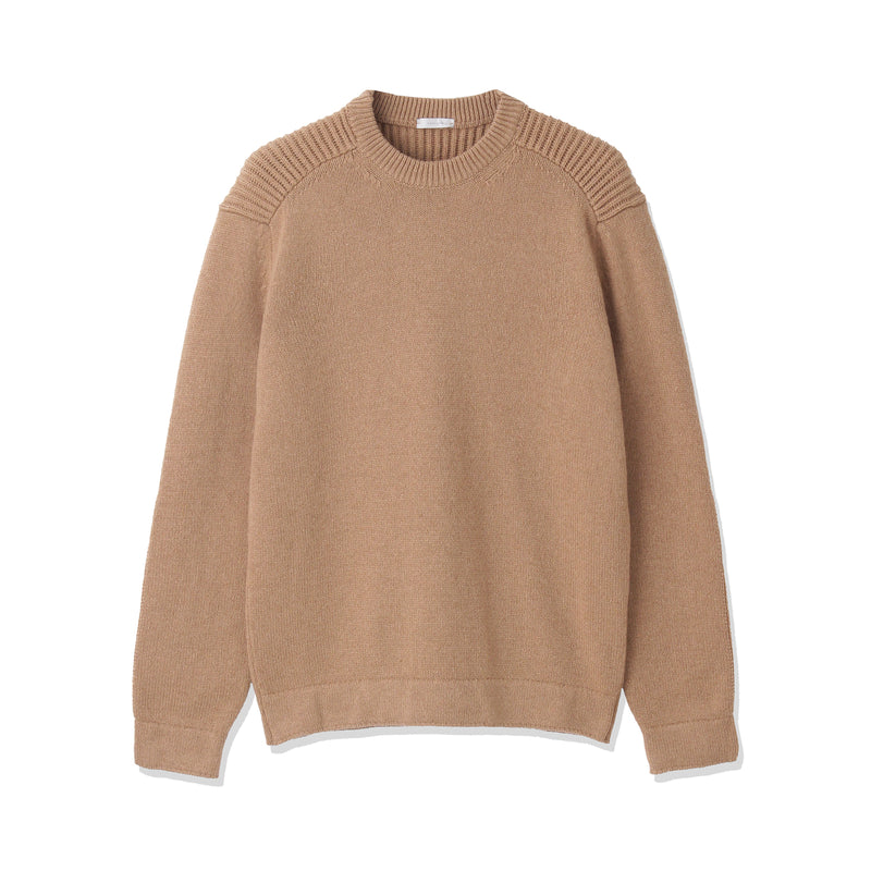 【干場別注】カシミヤミドルゲージ コマンドニット キャメル