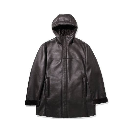 Mouton Hoodie Short Jacket Charcoal