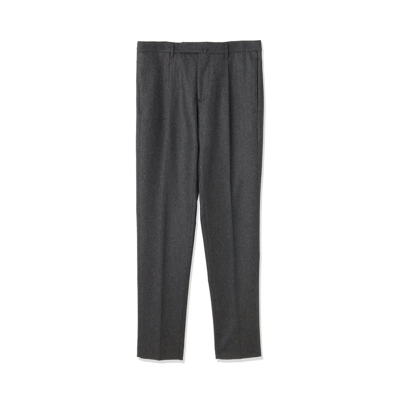 ARECHI ウールカシミヤナイロンストレッチ 1プリーツテーパードパンツ チャコールグレー
