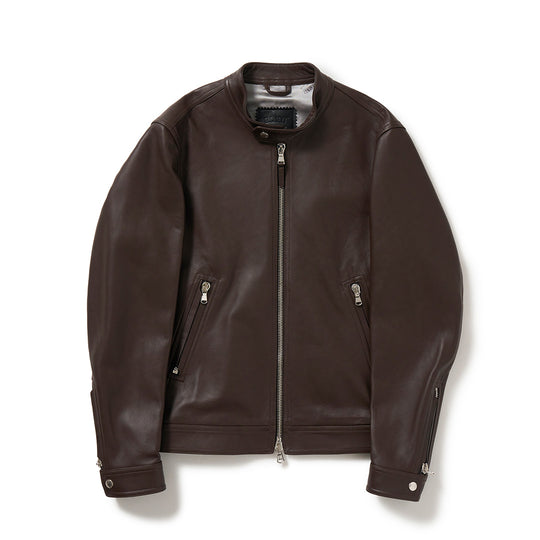 H CLASSICA（アッカ クラシカ） シルバーZIP ナッパチェラータ ラムレザーライダース / ダークブラウン