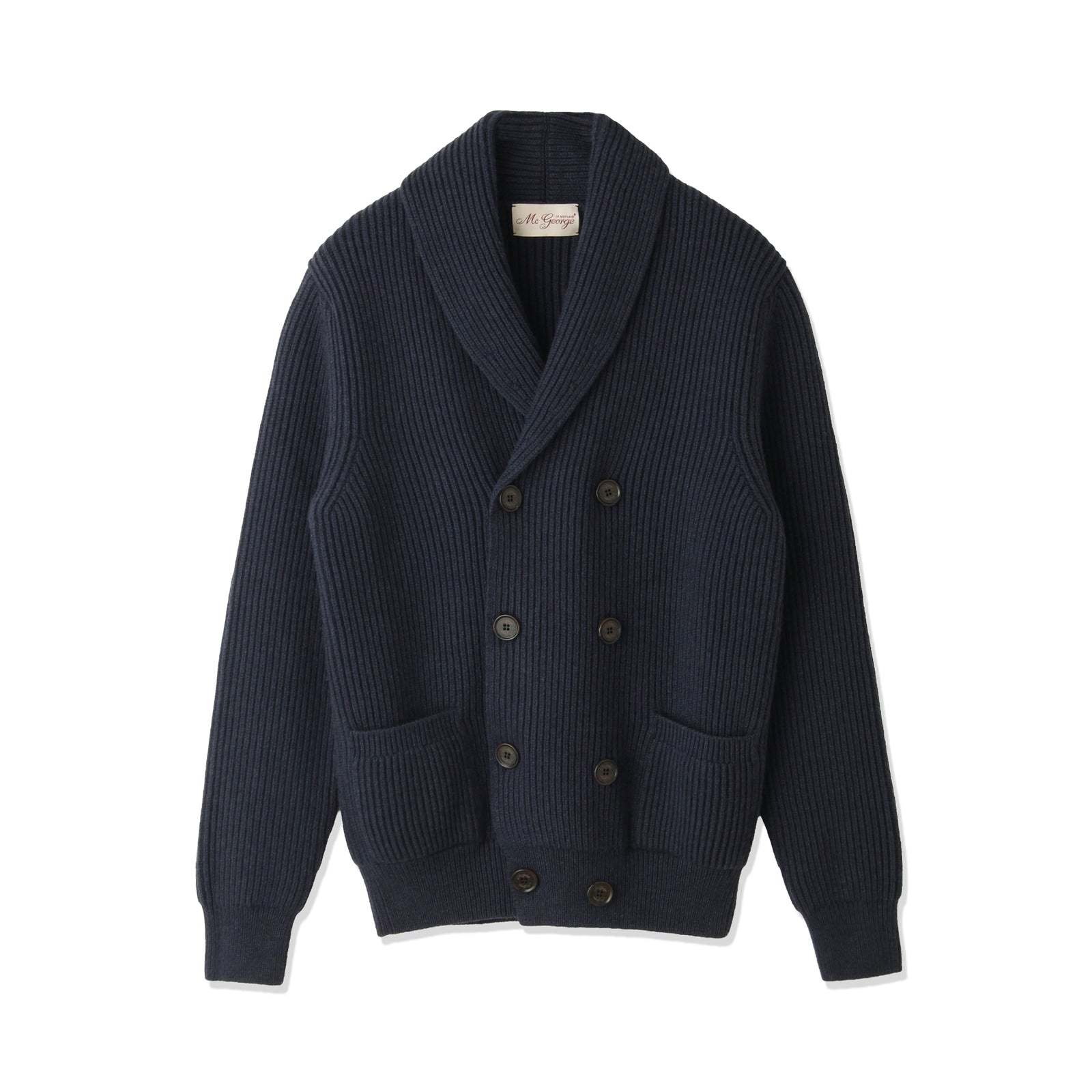 ショールカーディガン イングリッシュリブ ダブルブレステッド