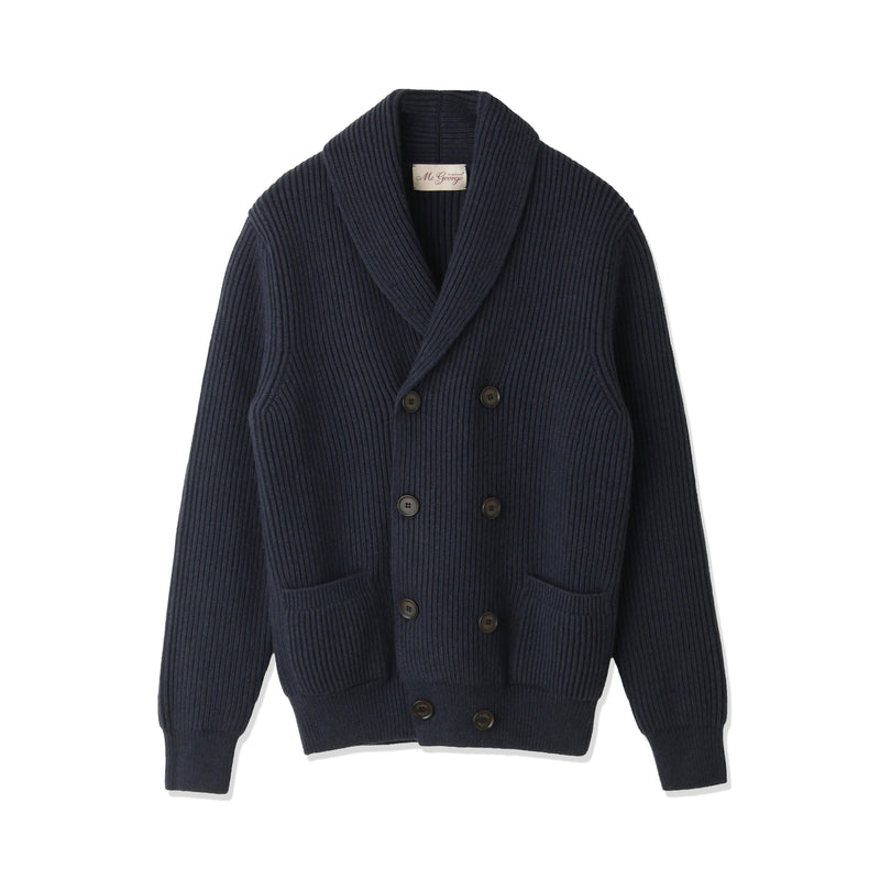 ショールカーディガン イングリッシュリブ ダブルブレステッド