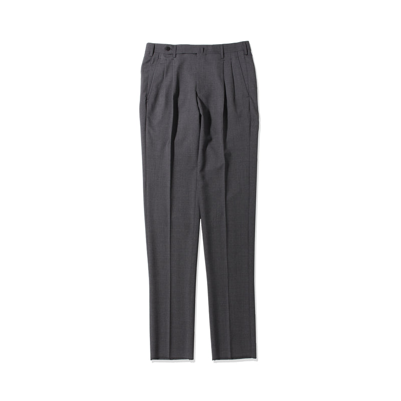 干場別注 2プリーツ　ウールパンツ チャコールグレー