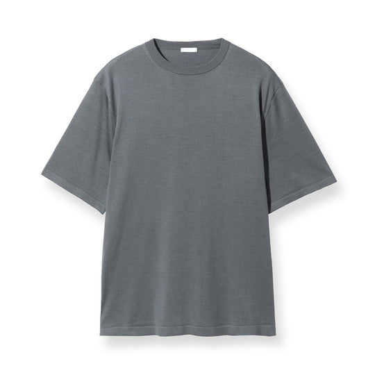 14ゲージウォッシャブルシルク ニットTシャツ グレー