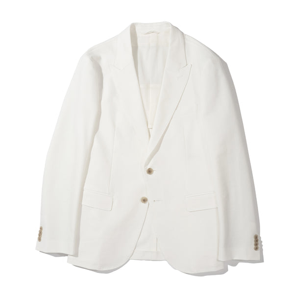 Duplex Cotton Jersey シングル2Bピークド・トラベルジャケット ホワイト