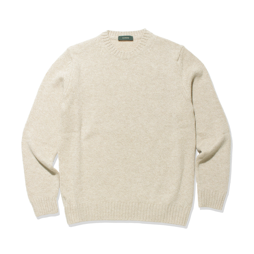 BORRELLI ベージュ クルーネックセーター ジーロンウールクルーネックニット ベージュ – MINIMAL WARDROBE
