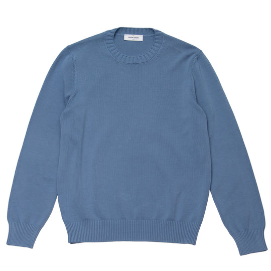 8G ソフトコットン リブ クルーネック L/SLV ブルー