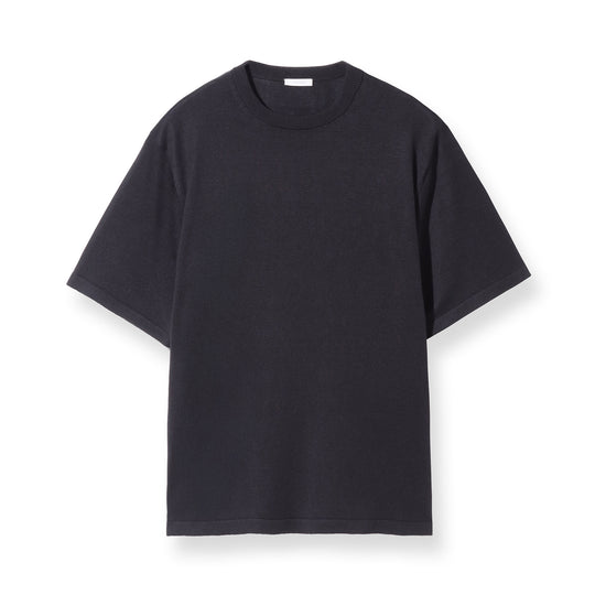 14ゲージウォッシャブルシルク ニットTシャツ ブラック