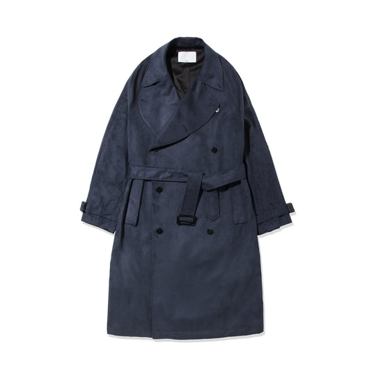 トレンチコート フェイクスエード ネイビー