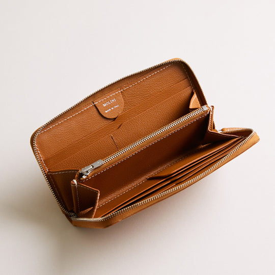 Mini Round Zip Long Wallet 長財布 409 キャメル
