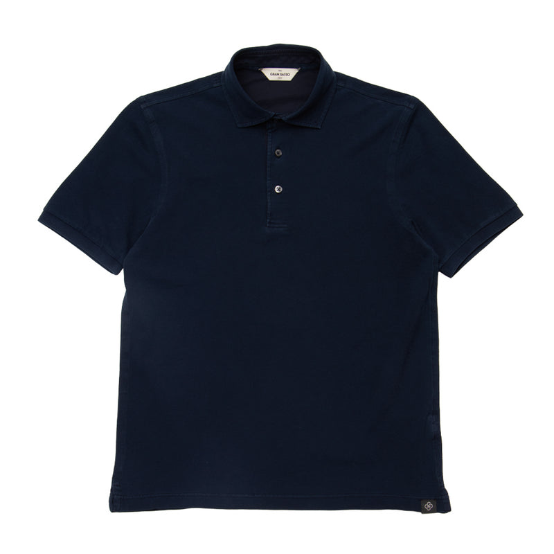 46446夏 ブルネロクチネリ ポロシャツ 鹿の子 トップス 鹿の子 製品染め ポロシャツ S/SLV ネイビー – MINIMAL WARDROBE