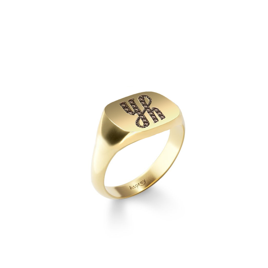 クッション シグネットリング 18K Yellow Gold×Brown Sapphire