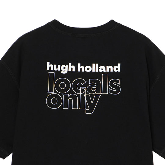 ＜HUGH HOLLANDコラボレーション＞ユニセックス Ｔシャツ ”Sidewalk Surfer (Huntington Beach, 1975)”  ブラック