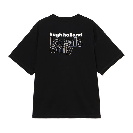 ＜HUGH HOLLANDコラボレーション＞ユニセックス Ｔシャツ ”Sidewalk Surfer (Huntington Beach, 1975)”  ブラック