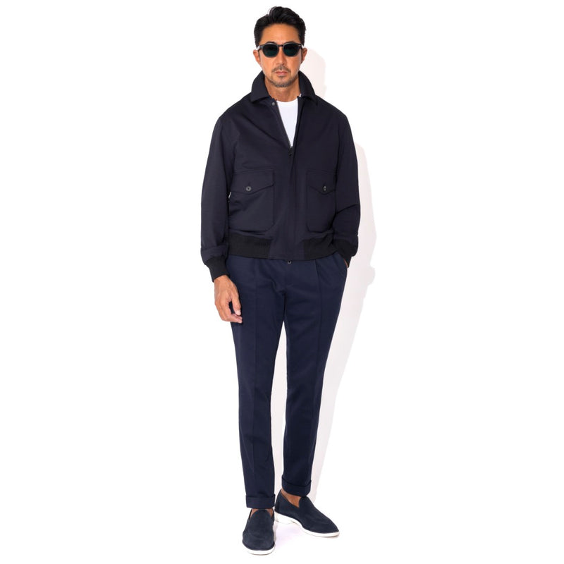 Duplex Cotton Jersey トラベル A-2 フライトジャケット コスモネイビー