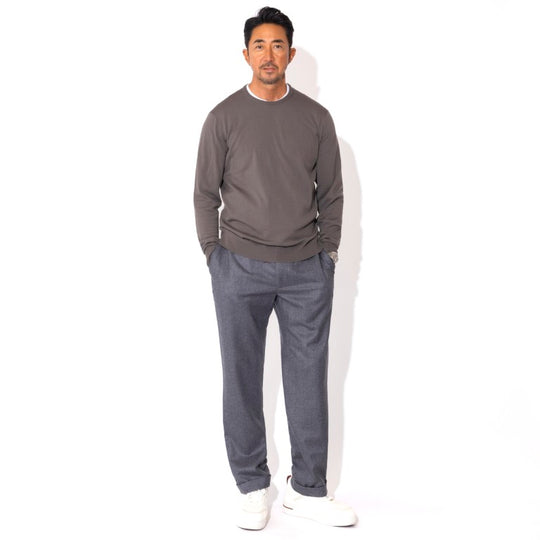 f-quattro クルーネックプルオーバー カーキブラウン