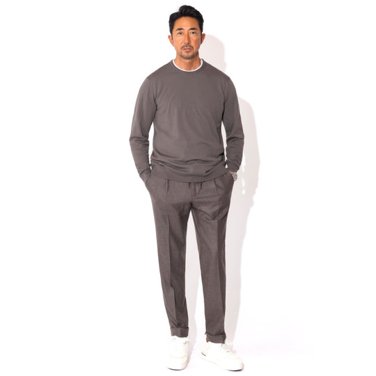 干場別注 Loro Piana ウール 1プリーツ イージー パンツ（PROCIDA） ブラウン