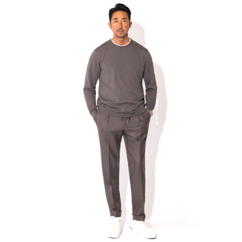干場別注 Loro Piana ウール 1プリーツ イージー パンツ（PROCIDA） ブラウン