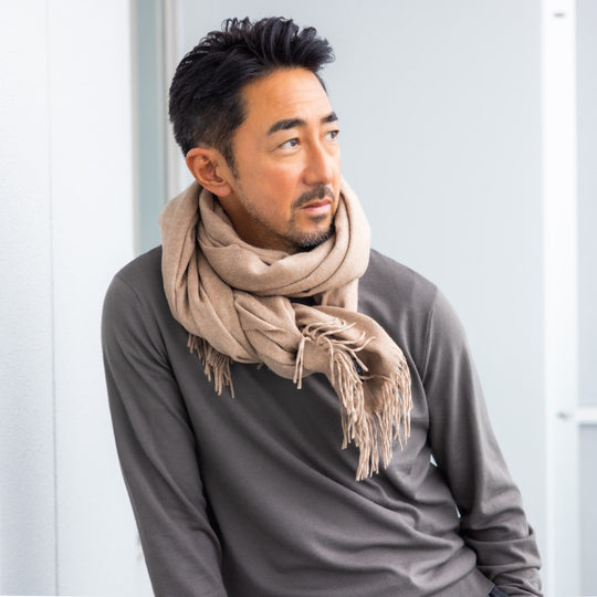 【干場別注カラー】100%シルクストール キャメル TESSITURA DI NOVARA製(Ermenegildo Zegnaグループ)