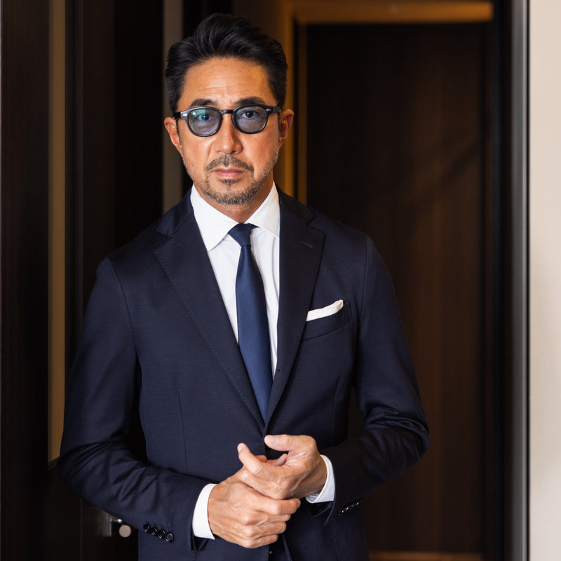 9/20(土)18時販売開始 Loro Piana Fabric Super150's Wool ウールタイ5.5cm カラー：ライトネイビー