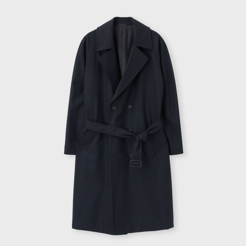ウールフランネル コート / クルーズ ネイビー