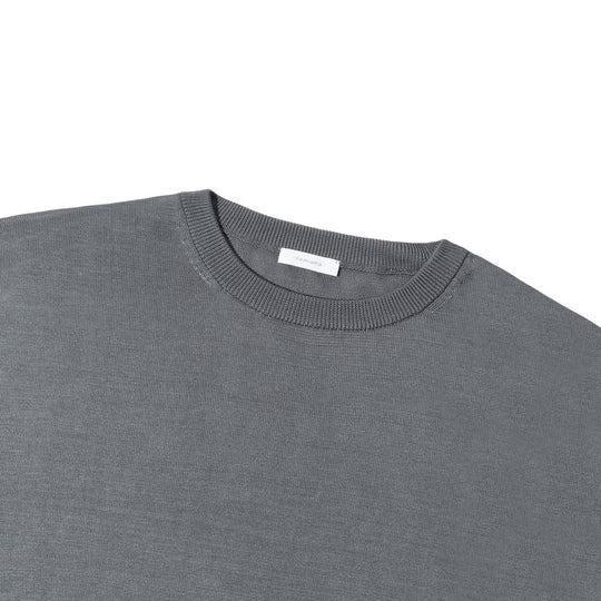 14ゲージウォッシャブルシルク ニットTシャツ グレー
