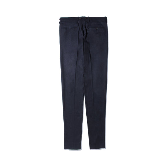 H BARBER カシミヤナイロン ツープリーツテーパードパンツ ネイビー