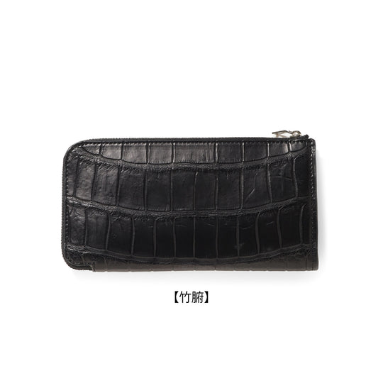 クロコダイル L字ロングジップウォレット ブラック