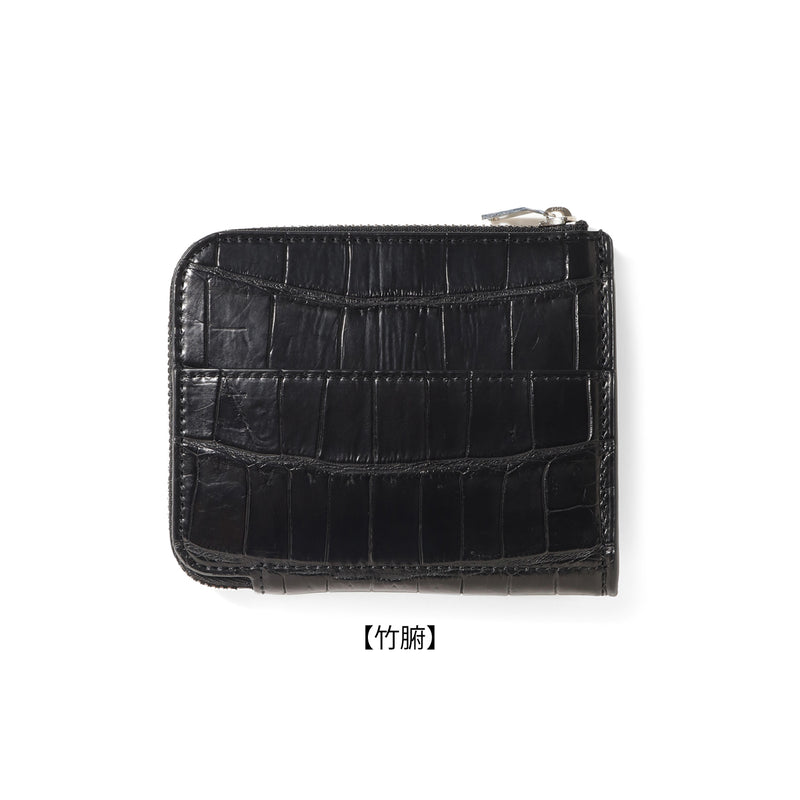 【クロコ型押し】　L字ラウンドファスナーウォレット【ブラック/グレー】 クロコダイル L字ジップウォレット ブラック – MINIMAL WARDROBE