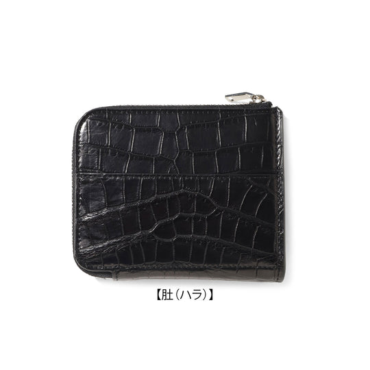 クロコダイル L字ジップウォレット ブラック