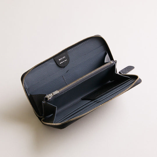 Mini Round Zip Long Wallet 長財布 409 ブラック＆グレー